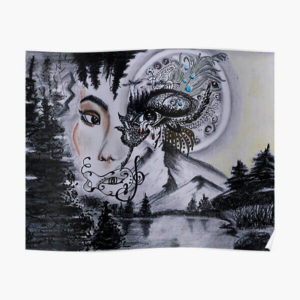 Enchanted Winngs Night Moon View Poster